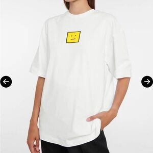 Acne White and Yellow Short Sleeve Tee
